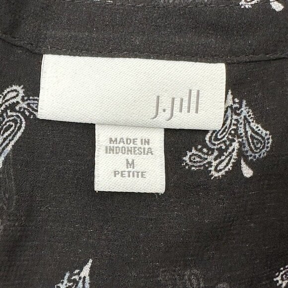 J Jill Sheer Mini Dress Sz Mp Geometric Black 3/4 Sleeve V Neck Cover Up Beachy - Picture 8 of 12